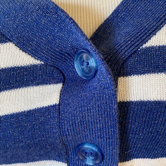 Bebe V-Neck Striped Three Quarter Button Up Three Quarter Sleeve Sweater S - Picture 3 of 10